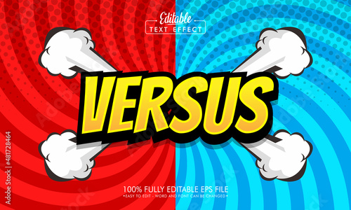 Versus editable text effect in cartoon style