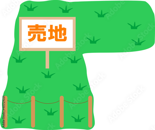 L字の形をした雑草が生える売地