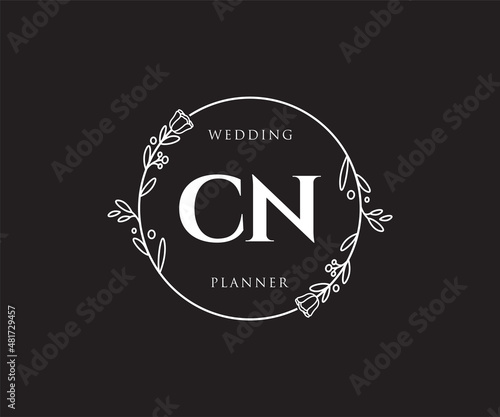 Initial CN feminine logo. Usable for Nature, Salon, Spa, Cosmetic and Beauty Logos. Flat Vector Logo Design Template Element.