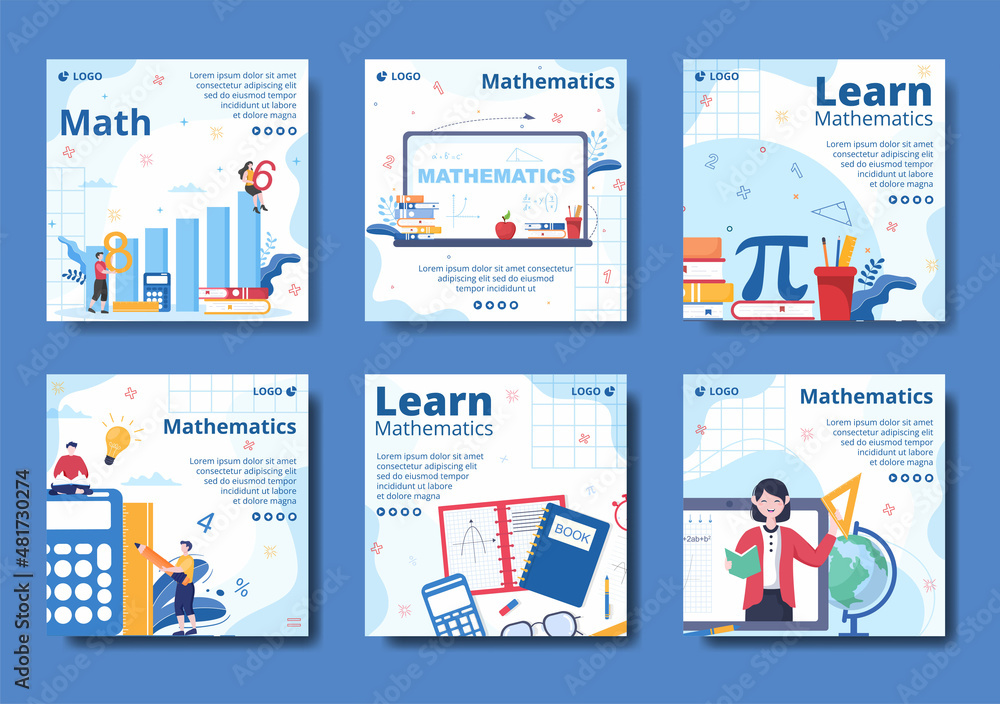 Learning Mathematics Education and Knowledge Post Template Flat Illustration Editable of Square Background Suitable for Social Media or Web Learning Mathematics Education and Knowledge Post Template Flat Illustration Editable of Square Background Suitable for Social Media or Web
