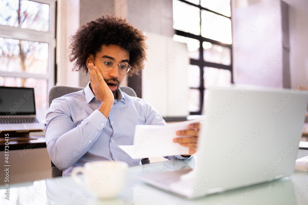 Concerned Man Reading Letter Note Concerned Man Reading Letter Note