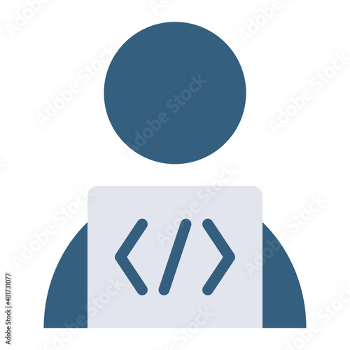 developer programmer coder person coding develop programming program code syntax web development icon