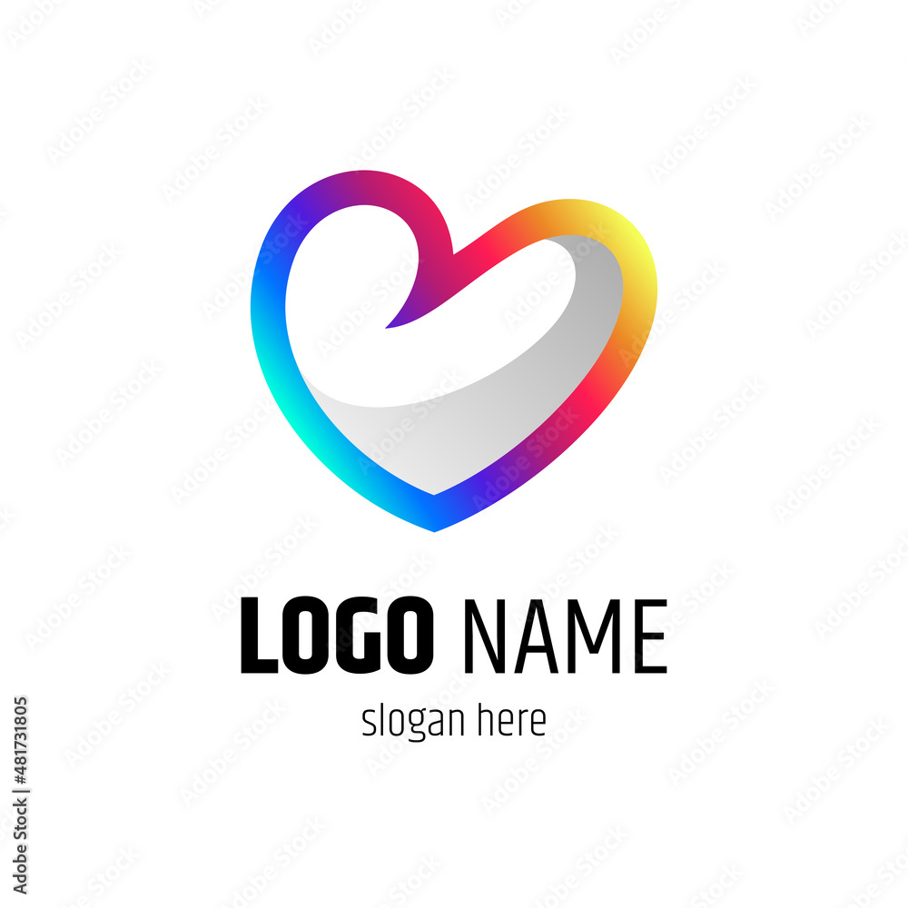 love or heart logo in colorful gradient colors, ready to use for template