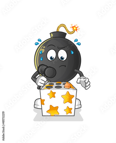 bomb play whack a mole mascot. cartoon vector