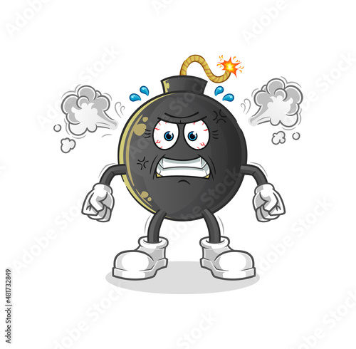 bomb very angry mascot. cartoon vector