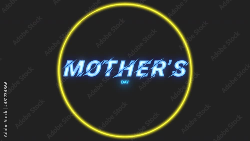 Mothers Day with glowing yellow circle and text, motion holidays, club and Mothers day style background Mothers Day with glowing yellow circle and text, motion holidays, club and Mothers day style background