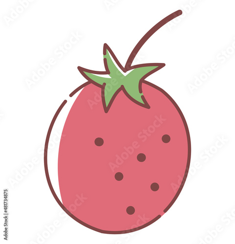 いちご　春　手描き　イラスト　果物　果実　挿絵　かわいい　挿絵　食べ物　食材　ベリー　フレッシュ　実