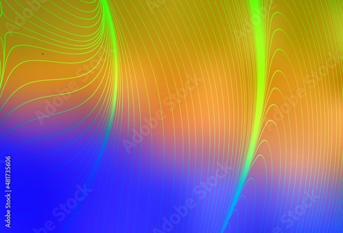 Light Blue, Yellow vector texture with curved lines.