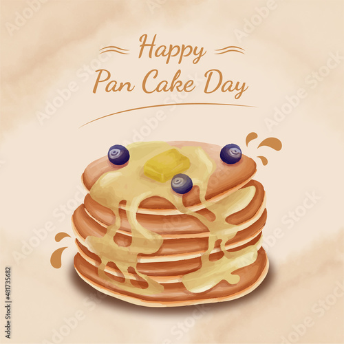 Watercolor Shrove Tuesday pancake day illustration