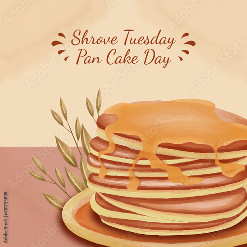 Watercolor Shrove Tuesday pancake day illustration