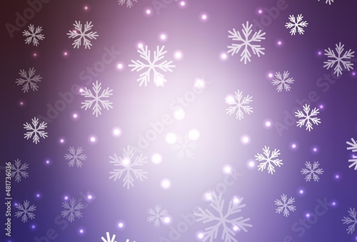 Light Purple vector template with ice snowflakes, stars.