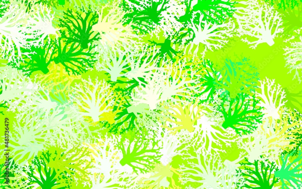 Light Green, Yellow vector natural backdrop with branches, leaves.