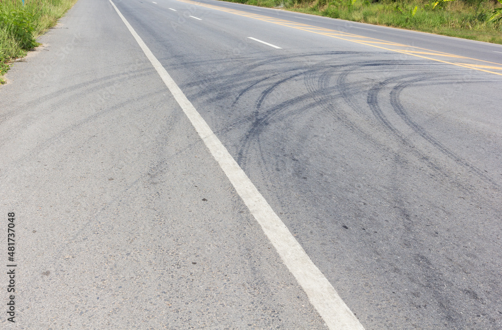 Abstract road background with tracks of tires