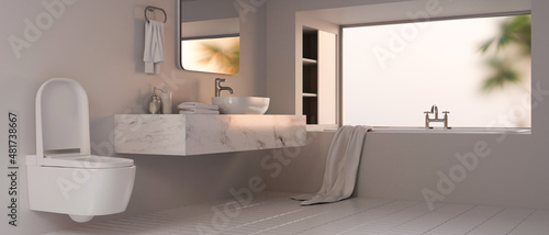 Modern contemporary white granite and marble material in bathroom interior design