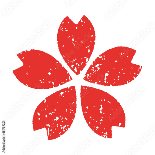 レトロな桜のスタンプ風イラスト