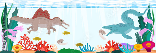 白亜紀の海の人気恐竜達
