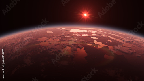 Photos TRAPPIST-1D Horizon and Atmosphere - Alien Livable Habitable Exoplanet Orbiting