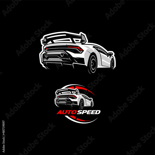 set of car logo concept in black background