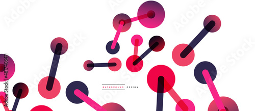Abstract background. Round dots connected by lines. Trendy techno business template for wallpaper, banner, background or landing