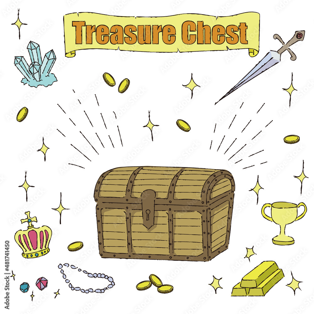 宝箱のイラスト Treasure Chest カラー背景白 Stock Vector Adobe Stock