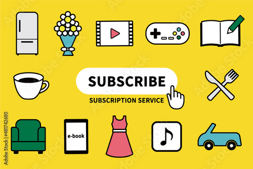 色々なサブスクリプションサービスのアイコン_Various subscription services icon
