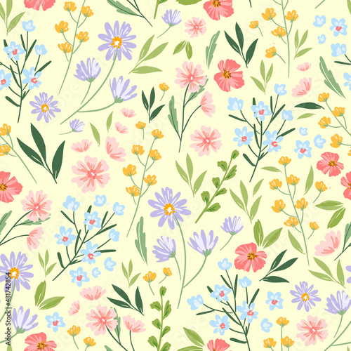 soft and sweet painted floral in seamless pattern