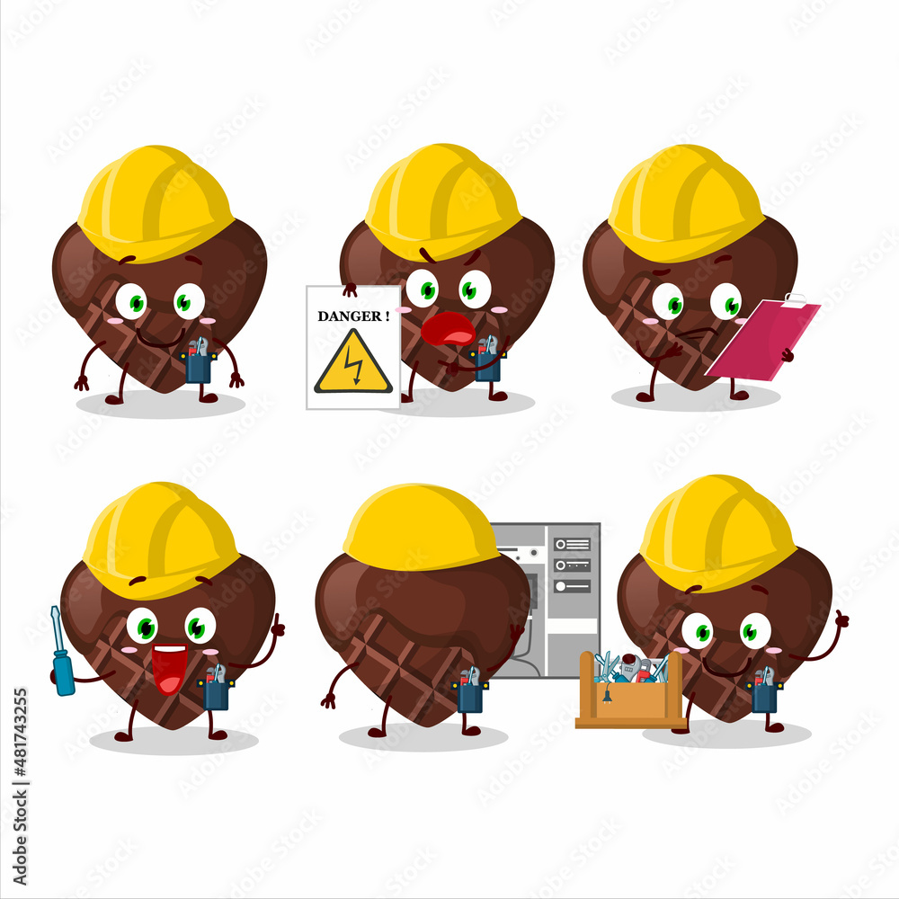 Professional Lineman chocolate love cartoon character with tools Professional Lineman chocolate love cartoon character with tools