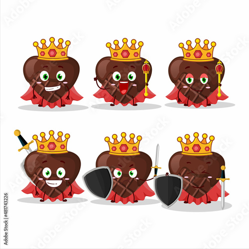 A Charismatic King chocolate love cartoon character wearing a gold crown