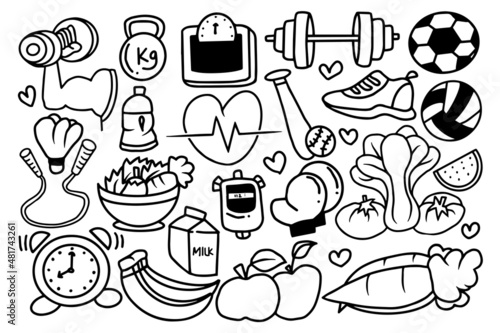 healthy lifestyle illustration doodle style design concept