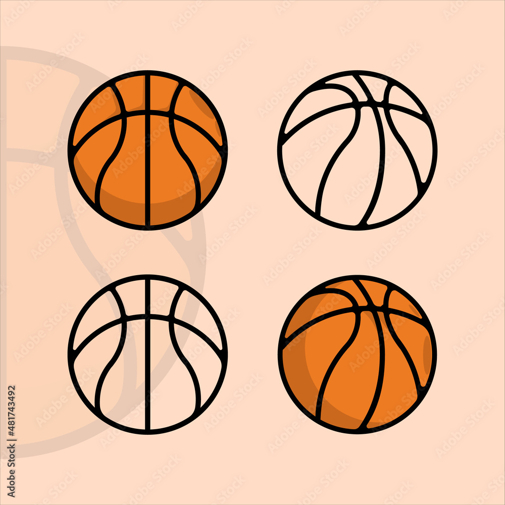 set of basketball icon vector logo outline illustration template graphic design. bundle collection of sport for club or team sign and symbol
