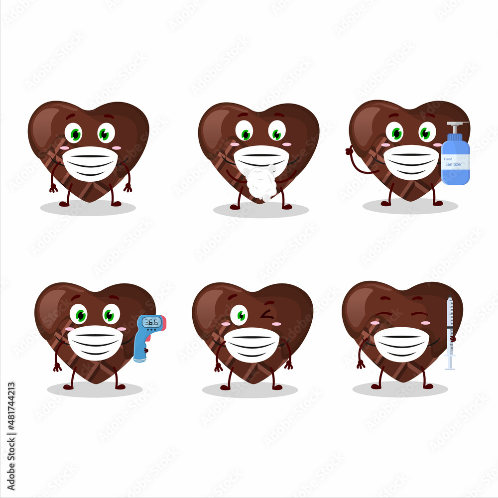 Fototapeta premium A picture of chocolate love cartoon design style keep staying healthy during a pandemic