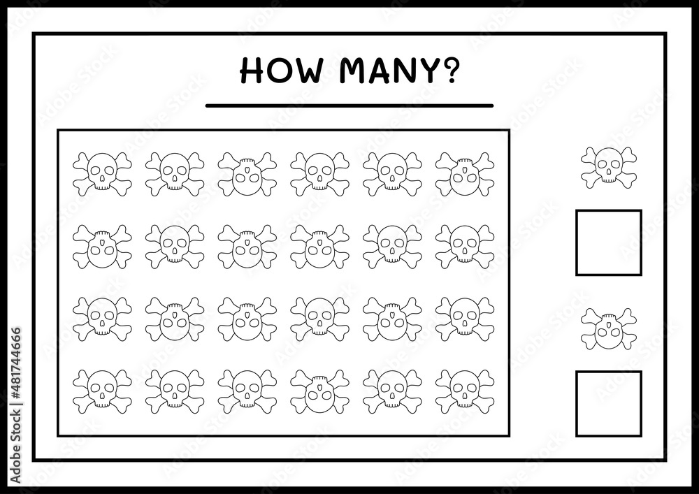 How many Skull, game for children. Vector illustration, printable ...