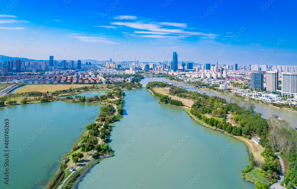 Naklejka premium Urban scenery of Wuzhong District, Suzhou City, Jiangsu Province