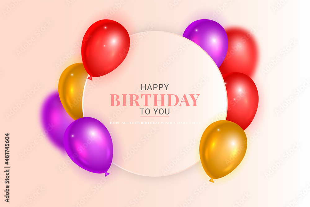 Happy birthday greeting or invitation card with balloons