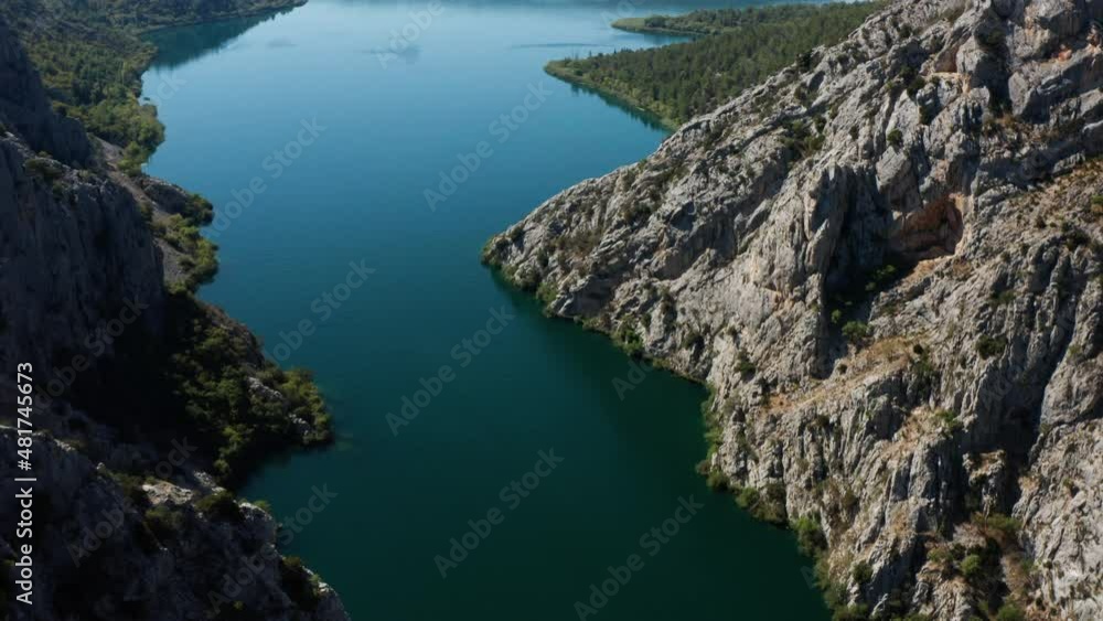 Amazing View Of The Krka National Park and River Canyon In Croatia - aerial shot Amazing View Of The Krka National Park and River Canyon In Croatia - aerial shot