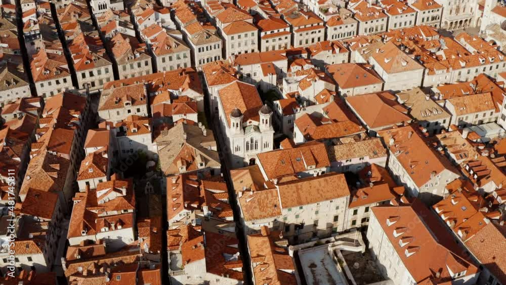 Dubrovnik Old Town Roofs In Summer, Europe, Croatia - aerial drone shot Dubrovnik Old Town Roofs In Summer, Europe, Croatia - aerial drone shot