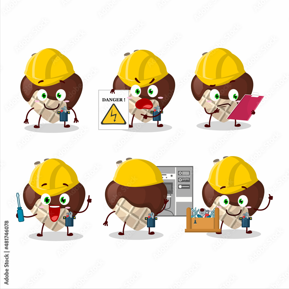Professional Lineman white chocolate love cartoon character with tools Professional Lineman white chocolate love cartoon character with tools