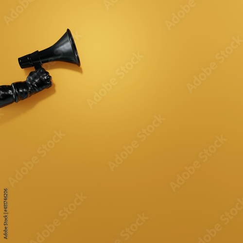megaphone, handheld, announcement, loudspeaker with orange background