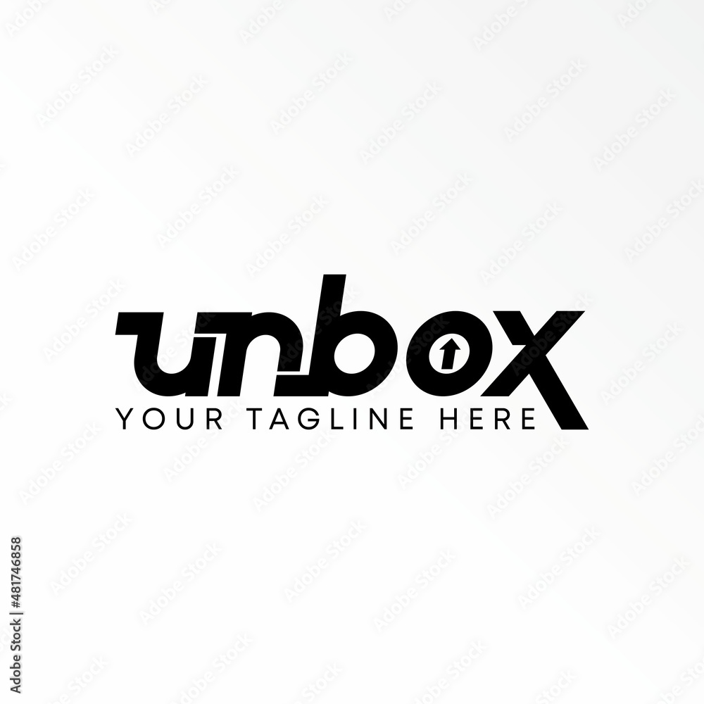 Letter or word UNBOX connected font with aroow image graphic icon logo design abstract concept vector stock. Can be used as a symbol related to watermark.