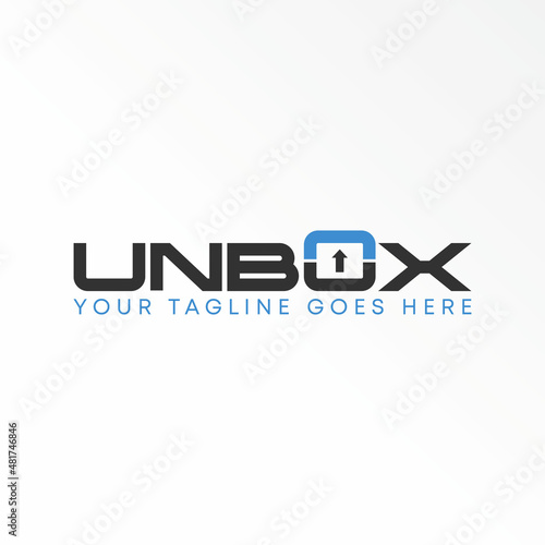 Letter or word UNBOX sans serif font with Up or arrow image graphic icon logo design abstract concept vector stock. Can be used as a symbol related to wordmark.