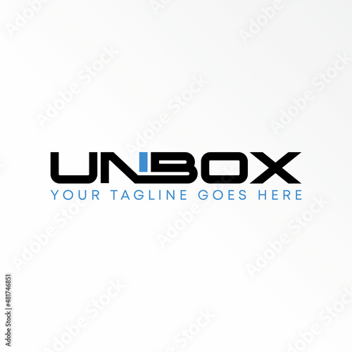 Letter or word UNBOX sans serif connected font image graphic icon logo design abstract concept vector stock. Can be used as a symbol related to wordmark.