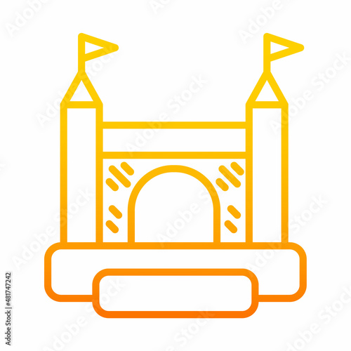 Bouncy castle gradient outline icon. Jumping inflatable house on kids playground. Vector logo EPS 10