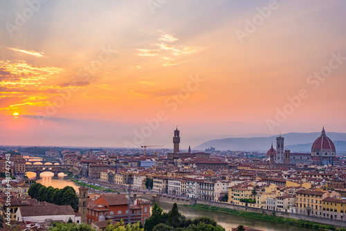 Sunset over Arno river in Florence, Italy © Aliaksandr