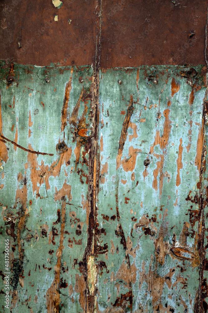 Blue aged painted door, detail Blue aged painted door, detail