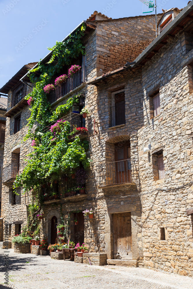 Ainsa medieval village of the Pyrenees, Huesca, Spain