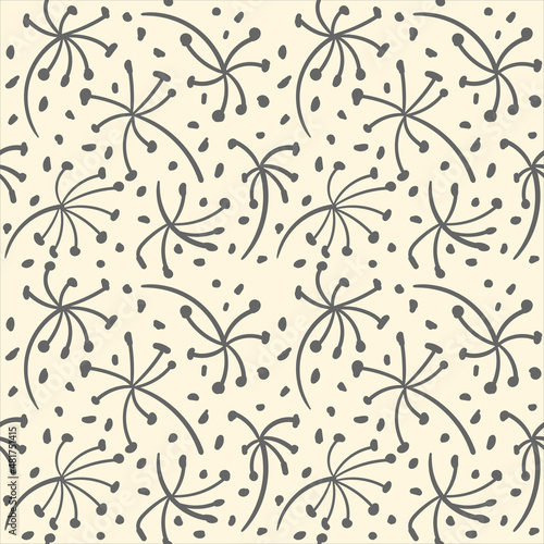 Floral seamless background. Hand drawn print for fabric and other surface. Vector pattern