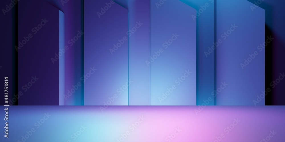 3d rendering of purple and blue abstract geometric background. Scene for advertising, technology, showcase, banner, cosmetic, fashion, business, metaverse. Sci-Fi Illustration. Product display 3d rendering of purple and blue abstract geometric background. Scene for advertising, technology, showcase, banner, cosmetic, fashion, business, metaverse. Sci-Fi Illustration. Product display