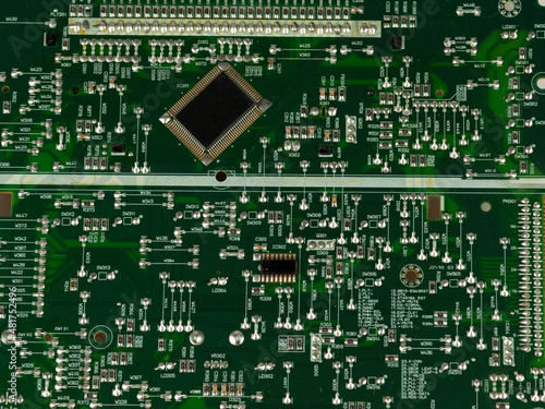 Printed circuit board. Electronic computer hardware technology. Motherboard digital chip. Technical science. Information engineering component.