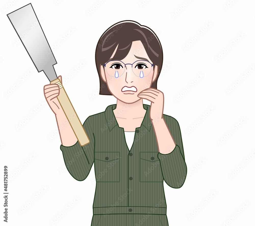 DIYをする女性のイラスト DIYをする女性のイラスト