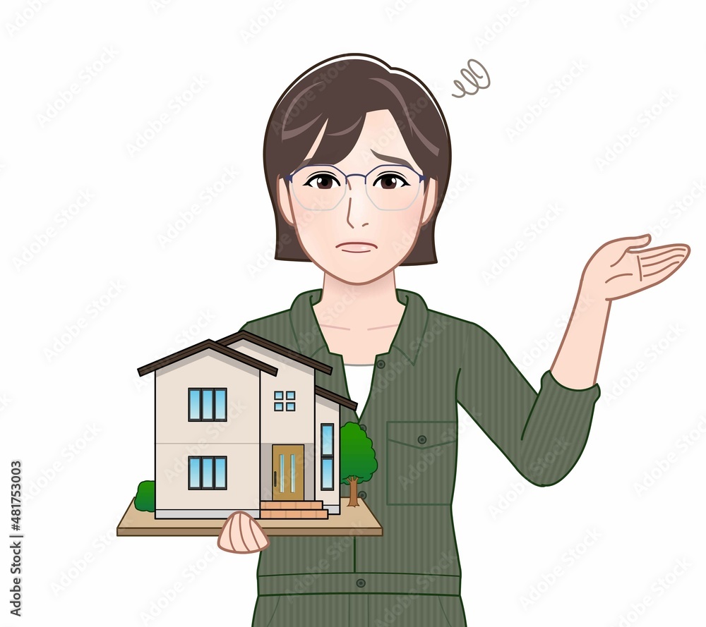 DIYをする女性のイラスト DIYをする女性のイラスト